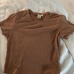 Bozzolo Tan Ribbed Top